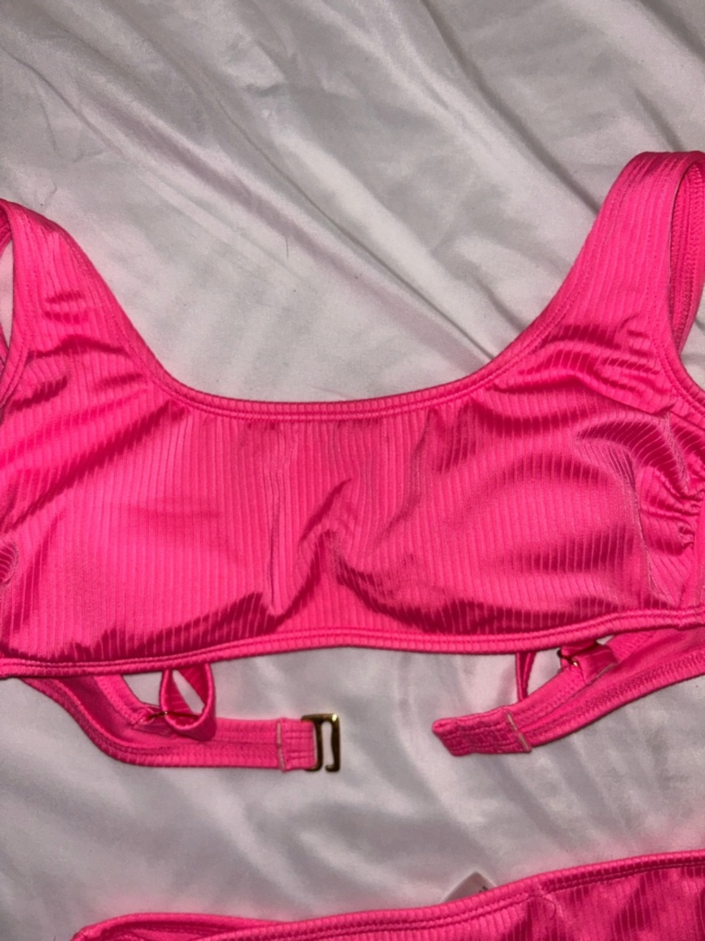 Hot Pink Ribbed Bikini Set - Picture 3 of 6